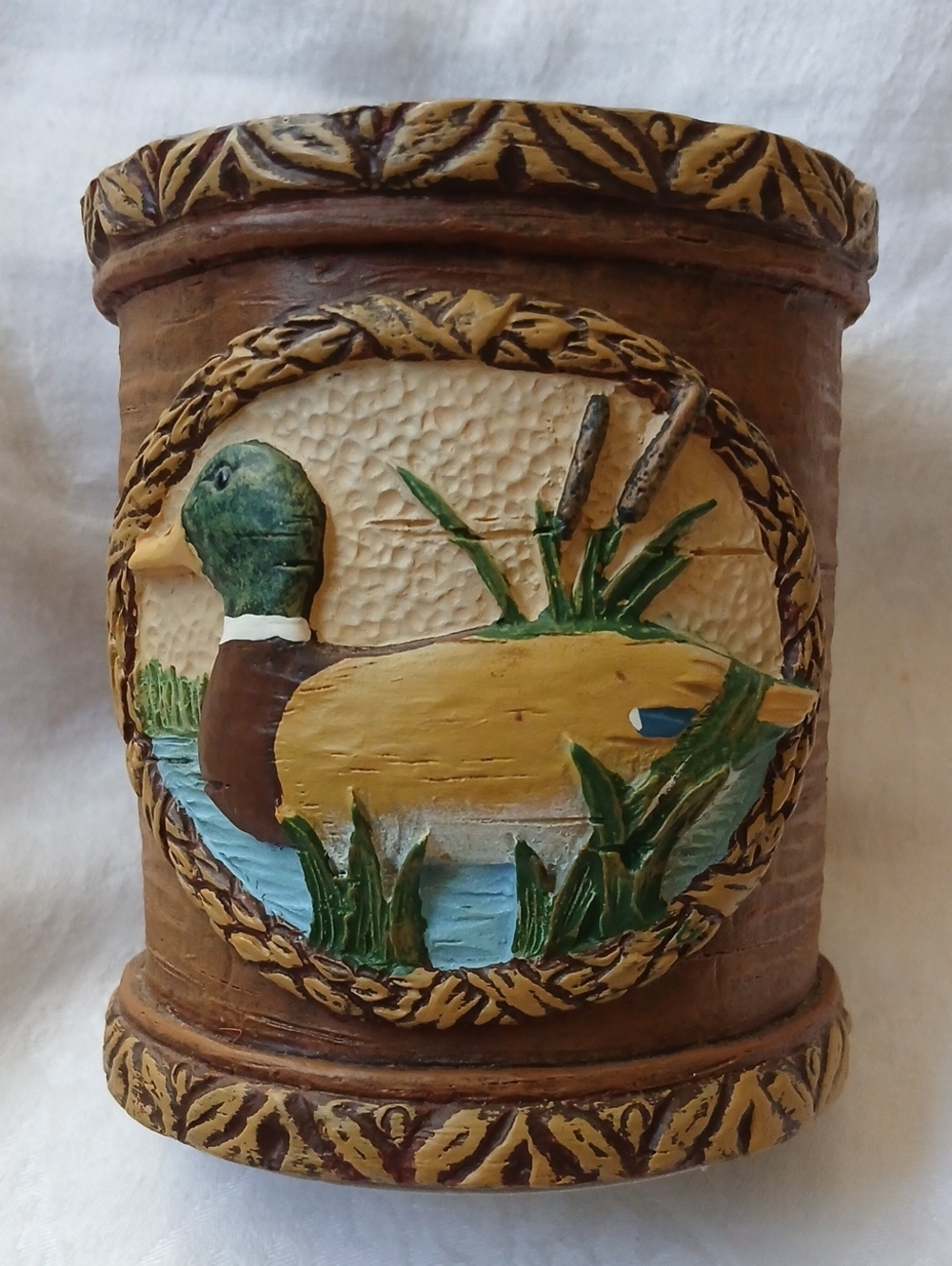 Figi Duck Decoy Decorative Pencil Cup 3.75" 1997